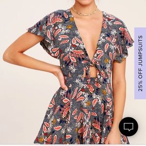 Brand New Navy Blue Print Romper